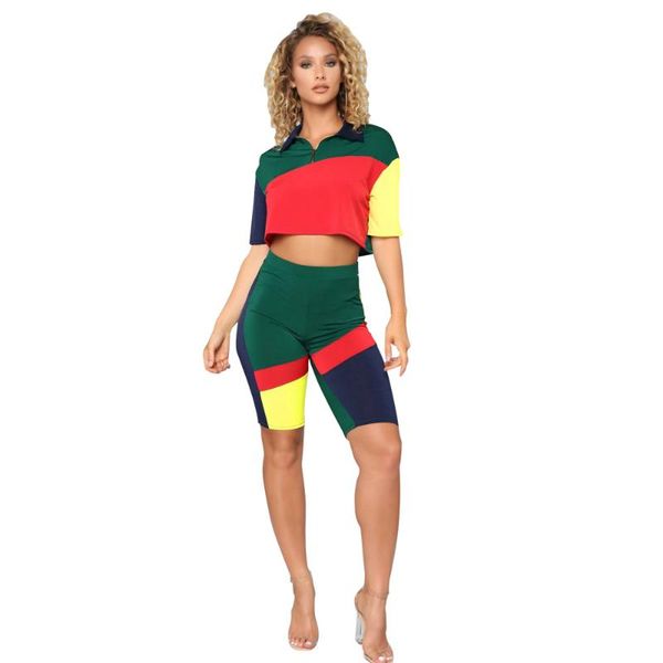 women's tracksuits short sleeve front zip tracksuit contrasting color stitching shorts two-piece set, Gray
women's tracksuits short sleeve front zip tracksuit contrasting color stitching shorts two-piece set, Gray