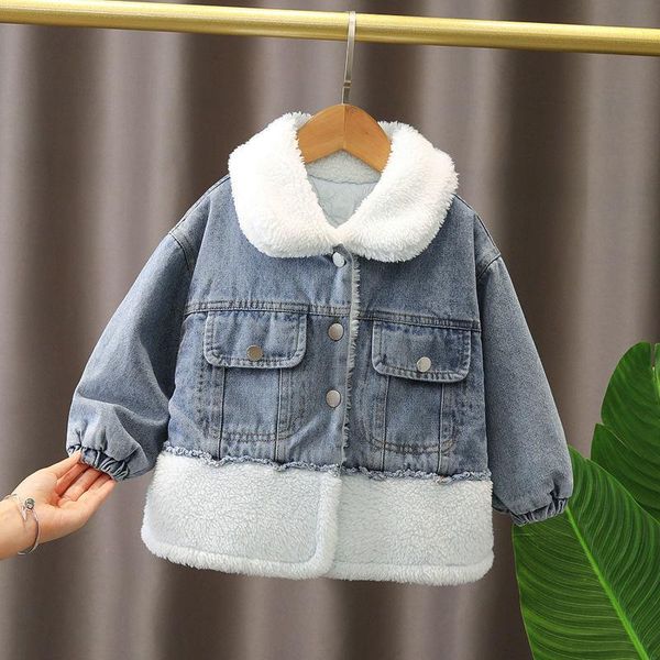down coat girls autumn winter plus cotton thick denim jacket babys fashion korean style, Blue;gray
down coat girls autumn winter plus cotton thick denim jacket babys fashion korean style, Blue;gray