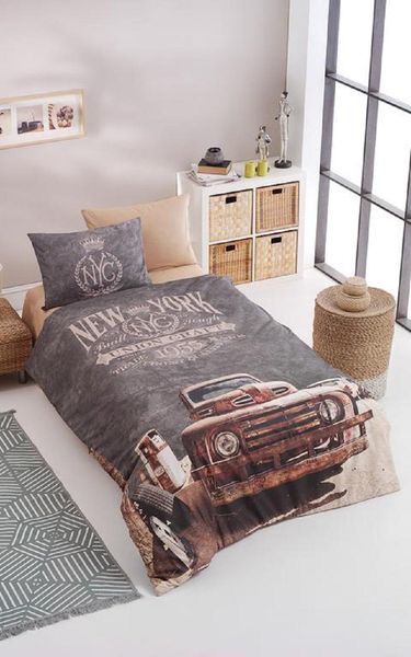 bedding sets car and motorcycle patterned single duvet cover set