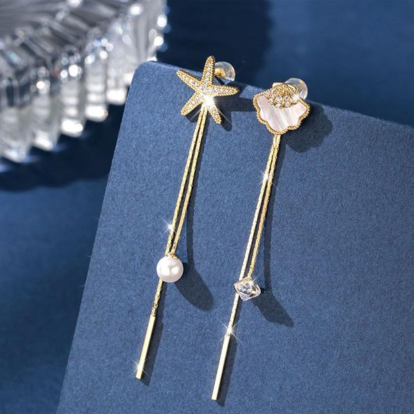 south korea shell five-star tassel two earrings wild fashion trendy women long elegant stud dangle & chandelier, Silver
south korea shell five-star tassel two earrings wild fashion trendy women long elegant stud dangle & chandelier, Silver