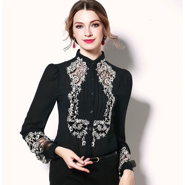 capris chiffon blouses 2021 spring autumn women luxurious golden embroidery long sleeve black white shirt femme, Black;gray
capris chiffon blouses 2021 spring autumn women luxurious golden embroidery long sleeve black white shirt femme, Black;gray