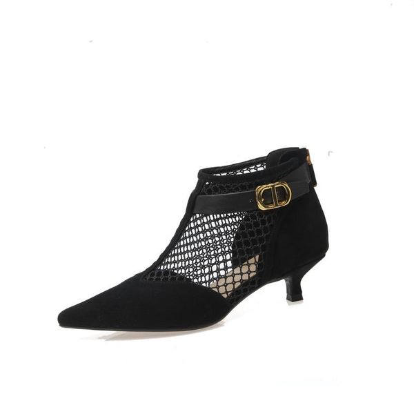 early spring hollow low-heeled net boots female pointed toe stiletto sandals back zipper metal decoration large size shoes, Black
early spring hollow low-heeled net boots female pointed toe stiletto sandals back zipper metal decoration large size shoes, Black