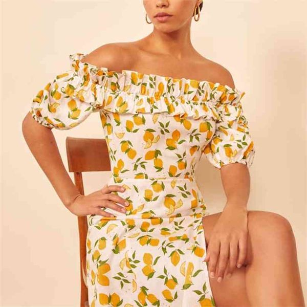summer women's dress casual fruit print lotus leaf decoration off-the-shoulder slim vestidos 210430, Black;gray
summer women's dress casual fruit print lotus leaf decoration off-the-shoulder slim vestidos 210430, Black;gray