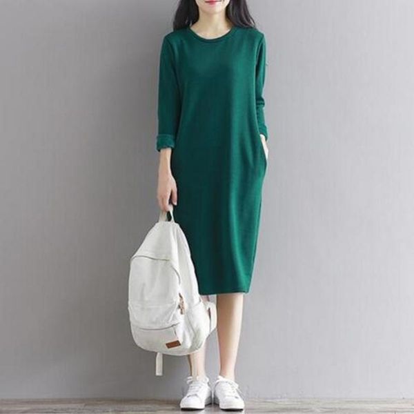 casual dresses plus size xs-5xl/6xl 2021 elegant women autumn winter full dress,thickening warm long sleeve with pockets o-neck slim lady cl, Black;gray
casual dresses plus size xs-5xl/6xl 2021 elegant women autumn winter full dress,thickening warm long sleeve with pockets o-neck slim lady cl, Black;gray