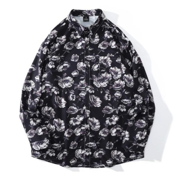 men's casual shirts autumn harajuku niche couples floral for men and women fashion trendy loose retro vertical non-iron shirt, White;black
men's casual shirts autumn harajuku niche couples floral for men and women fashion trendy loose retro vertical non-iron shirt, White;black