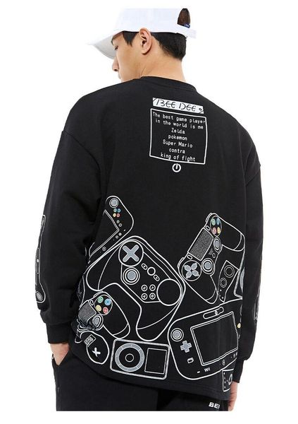 men's hoodies & sweatshirts spring and autumn fashion round neck personalized recreational machines casual pullover, Black
men's hoodies & sweatshirts spring and autumn fashion round neck personalized recreational machines casual pullover, Black