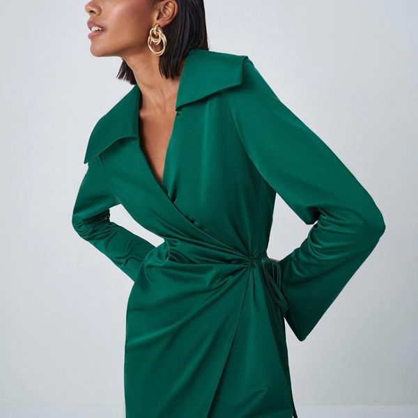 casual dresses office lady v-neck satin wrap lace up elegant long dress women green sleeve a-line mid-cal split high waist, Black;gray
casual dresses office lady v-neck satin wrap lace up elegant long dress women green sleeve a-line mid-cal split high waist, Black;gray
