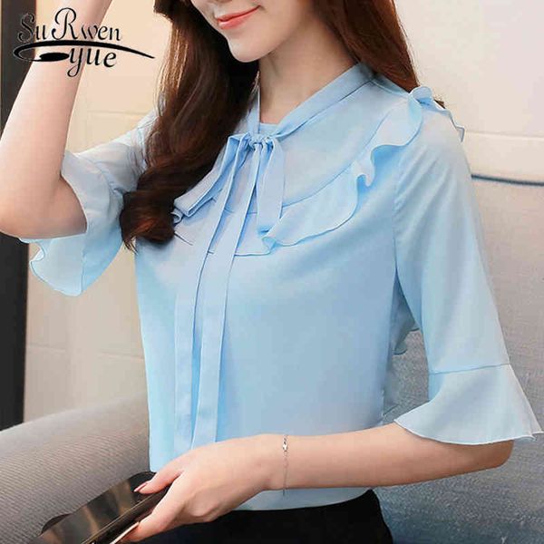 summer fashion bow sweet lady style office women flare sleeve blouses chiffon shirts clothing 0265 40 210521, White
summer fashion bow sweet lady style office women flare sleeve blouses chiffon shirts clothing 0265 40 210521, White