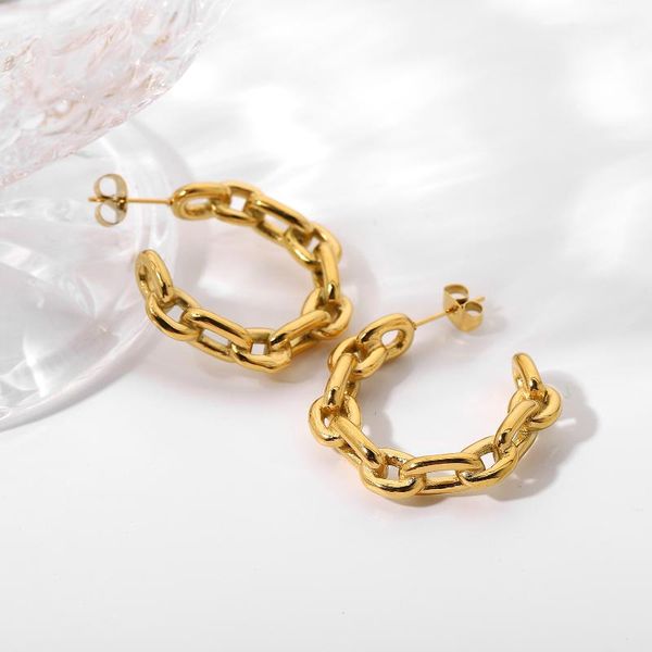hoop & huggie fashion geometric shape punk chain earrings for women 18k gold plated stainless steel jewelry, Golden;silver
hoop & huggie fashion geometric shape punk chain earrings for women 18k gold plated stainless steel jewelry, Golden;silver