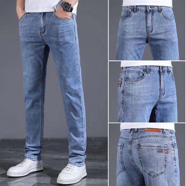men's jeans cotton brand classic clothing overalls straight pants light color extra large 36 40 42 44, Blue
men's jeans cotton brand classic clothing overalls straight pants light color extra large 36 40 42 44, Blue