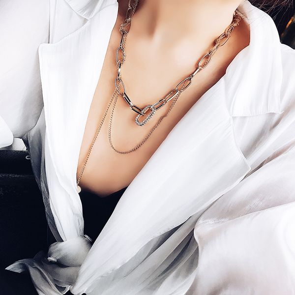 multilayer crystal pendant necklace for women alloy clavicle chain choker gold jewelry fashion accessories, Silver
multilayer crystal pendant necklace for women alloy clavicle chain choker gold jewelry fashion accessories, Silver