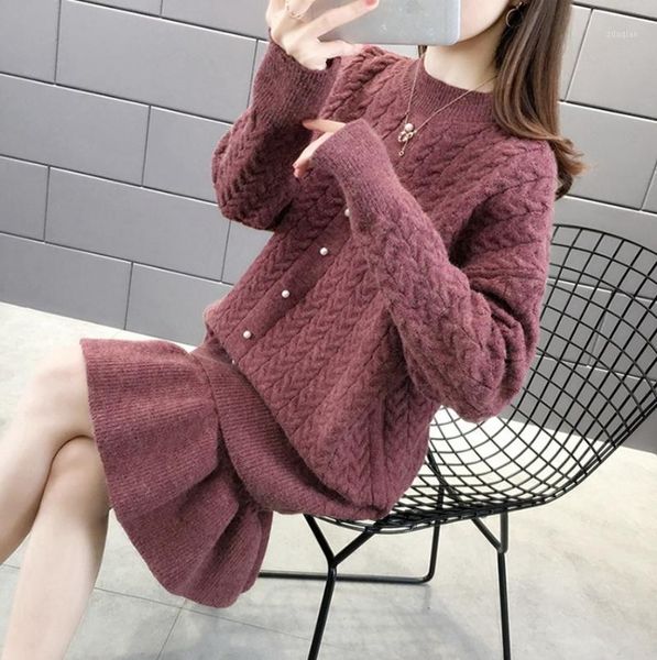 women's sweaters 2021 women fashion autumn winter knitted sweater loose o-neck long sleeve ruffled two-pieces set skirt +, White;black
women's sweaters 2021 women fashion autumn winter knitted sweater loose o-neck long sleeve ruffled two-pieces set skirt +, White;black