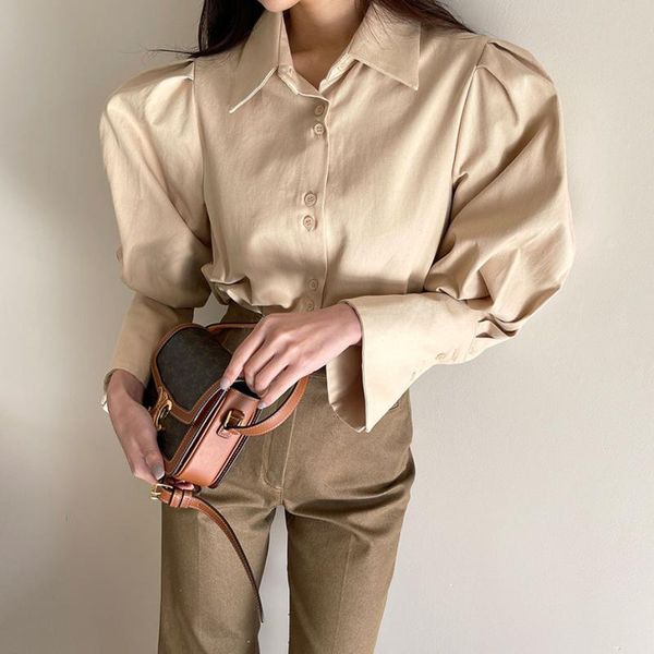 women's blouses & shirts 2021 spring casual button cotton white shirt vintage puff sleeve women turn-down collar loose blusas 13645
women's blouses & shirts 2021 spring casual button cotton white shirt vintage puff sleeve women turn-down collar loose blusas 13645