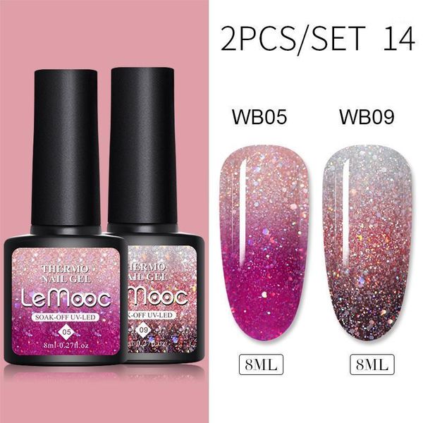 2pcs/set thermal glitter gel 8ml temperature color changing varnish hybrid soak off enamel uv nail polish1, Red;pink
2pcs/set thermal glitter gel 8ml temperature color changing varnish hybrid soak off enamel uv nail polish1, Red;pink