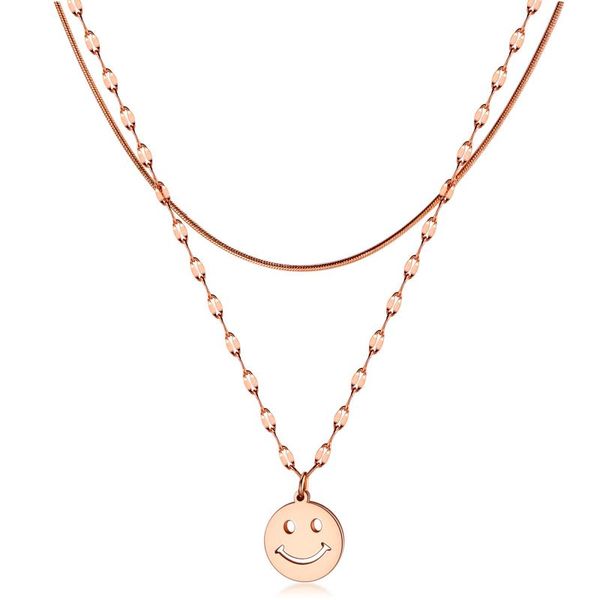 pendant necklaces rose gold double-layer necklace round happy face adjustable chain for women girl anniversary jewelry, Silver
pendant necklaces rose gold double-layer necklace round happy face adjustable chain for women girl anniversary jewelry, Silver