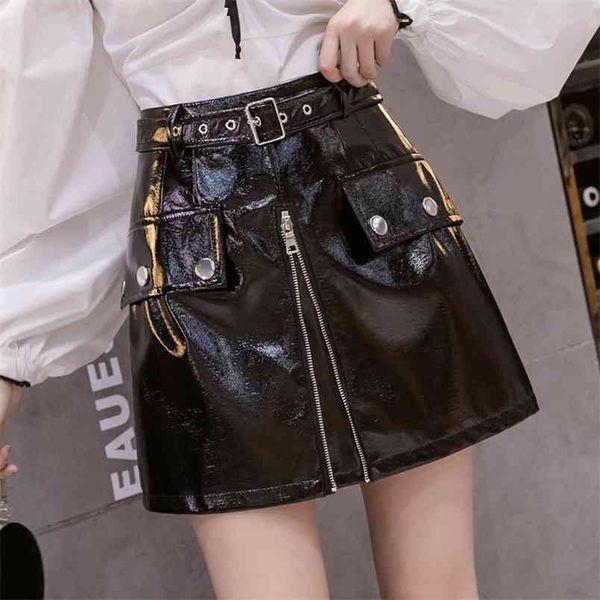 autumn winter women's skirts korean style shiny high waist zipper a-line slim female leather short ll887 210506, Black
autumn winter women's skirts korean style shiny high waist zipper a-line slim female leather short ll887 210506, Black