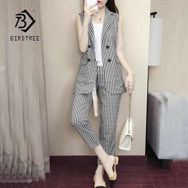 women's suits & blazers black white plaid double breasted notched women blazer vest high waist pants elegant office lady s s87440x, White;black
women's suits & blazers black white plaid double breasted notched women blazer vest high waist pants elegant office lady s s87440x, White;black