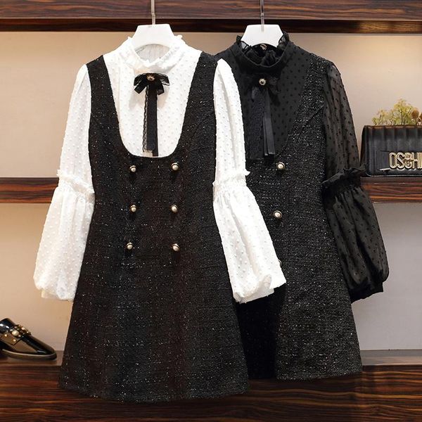 s-4xl plus size autumn winter dress women fake two chiffon tweed patchwork pearl button fashion bow lantern sleeve dresses casual, Black;gray
s-4xl plus size autumn winter dress women fake two chiffon tweed patchwork pearl button fashion bow lantern sleeve dresses casual, Black;gray