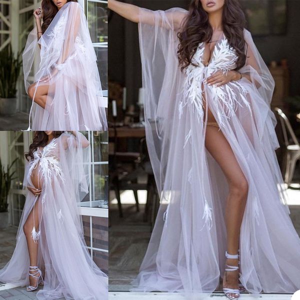 chic ruffles women sleepwear maternity illusion tiered v neck long sleeve nightdress for pregnant party evening dress gowns, White
chic ruffles women sleepwear maternity illusion tiered v neck long sleeve nightdress for pregnant party evening dress gowns, White