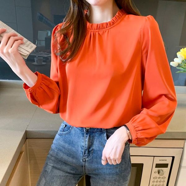 women's blouses & shirts chiffon blouse solid o-neck girl's shirt spring autumn long sleeve fashion clothing casual lady blusas ho, White
women's blouses & shirts chiffon blouse solid o-neck girl's shirt spring autumn long sleeve fashion clothing casual lady blusas ho, White