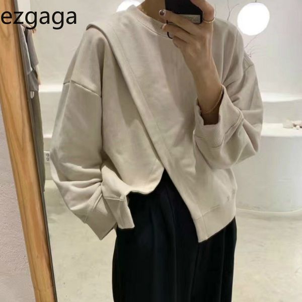 ezgaga streetwear sweatshirt women autumn korean chic casual loose solid irregular criss-cross long sleeve y2k thin fashion 210430, Black
ezgaga streetwear sweatshirt women autumn korean chic casual loose solid irregular criss-cross long sleeve y2k thin fashion 210430, Black