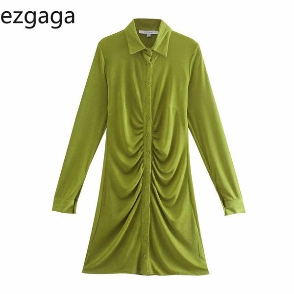 ezgaga women dress autumn new turn-down collar single breasted ruched office lady dresses green elegant vestidos feminino 210430, Black;gray
ezgaga women dress autumn new turn-down collar single breasted ruched office lady dresses green elegant vestidos feminino 210430, Black;gray