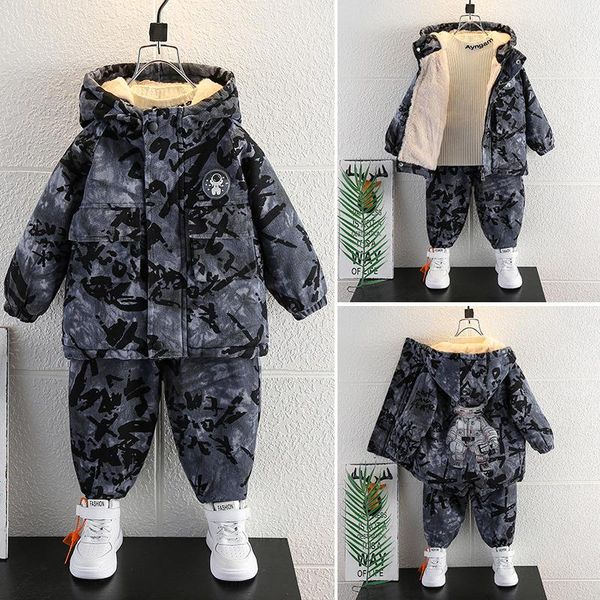 jogging clothing boys winter suit baby plus velvet warm camouflage clothes pants two-piece, Black;red
jogging clothing boys winter suit baby plus velvet warm camouflage clothes pants two-piece, Black;red