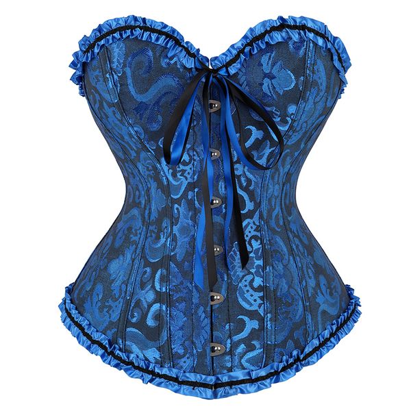 2022 new pink frill jacquard brocade corset wholesale plus size lace up women ribbon floral embroidery overbust dance bridal corset bustiers, Black;white
2022 new pink frill jacquard brocade corset wholesale plus size lace up women ribbon floral embroidery overbust dance bridal corset bustiers, Black;white