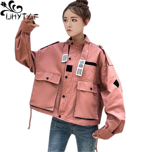 women's jackets uhytgf spring autumn jacket womens retro tooling casual plus size coat female zipper long sleeve loose short outerwear, Black;brown
women's jackets uhytgf spring autumn jacket womens retro tooling casual plus size coat female zipper long sleeve loose short outerwear, Black;brown