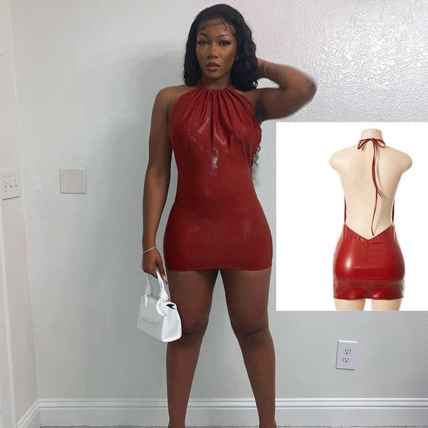 casual dresses skmy 2021 summer style solid color fashion pu leather halter pleated buttocks dress bodycon temperament, Black;gray
casual dresses skmy 2021 summer style solid color fashion pu leather halter pleated buttocks dress bodycon temperament, Black;gray