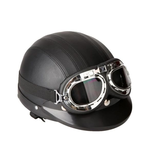 motorcycle helmets open face half helmet, universal scooter synthetic leather helmet & visor uv goggles
motorcycle helmets open face half helmet, universal scooter synthetic leather helmet & visor uv goggles
