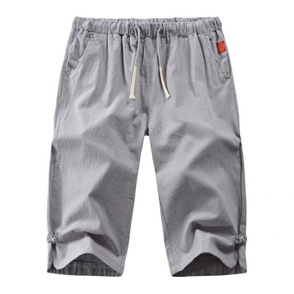 men's shorts linen blend casual men cropped short trousers solid color stylish for summer, White;black
men's shorts linen blend casual men cropped short trousers solid color stylish for summer, White;black