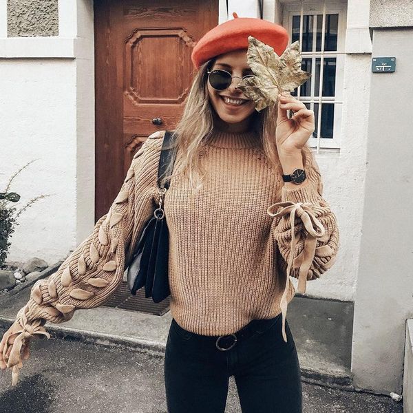 women's sweaters fashion 2021 women o-neck knitted female lace-up cute pullover and sweater winter ladies elegant jumper, White;black
women's sweaters fashion 2021 women o-neck knitted female lace-up cute pullover and sweater winter ladies elegant jumper, White;black