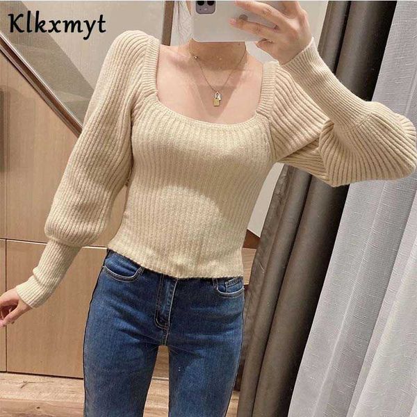 klkxmyt za sweater women fashion knitted vintage square collar long sleeve female pullovers chic 210527, White;black
klkxmyt za sweater women fashion knitted vintage square collar long sleeve female pullovers chic 210527, White;black