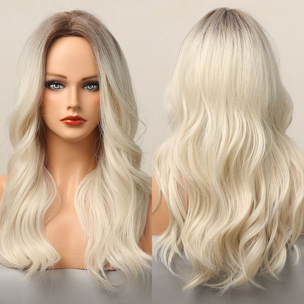 long ombre ash brown light blonde natural wavy synthetic wig middle part heat resistant fiber party cosplay daily wigs for women, Black
long ombre ash brown light blonde natural wavy synthetic wig middle part heat resistant fiber party cosplay daily wigs for women, Black