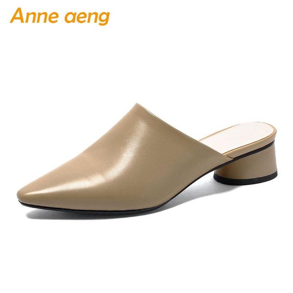 slippers 2021 summer genuine leather outside women middle square heel solid buckle retro casual shoes mules slides, Black
slippers 2021 summer genuine leather outside women middle square heel solid buckle retro casual shoes mules slides, Black