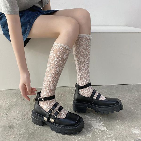 dress shoes ankle strap square heels lolita shoe heart metal buckle mary janes women back zipper thick platform ladies, Black
dress shoes ankle strap square heels lolita shoe heart metal buckle mary janes women back zipper thick platform ladies, Black