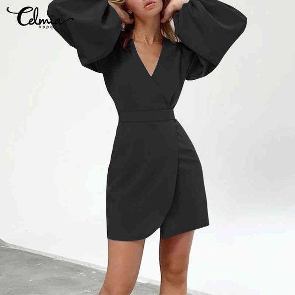 dresses celmia elegant puff sleeve wrap dress women fashion mini sundress 2021 summer v-neck casual bandage party vestido plus size, Black;gray
dresses celmia elegant puff sleeve wrap dress women fashion mini sundress 2021 summer v-neck casual bandage party vestido plus size, Black;gray