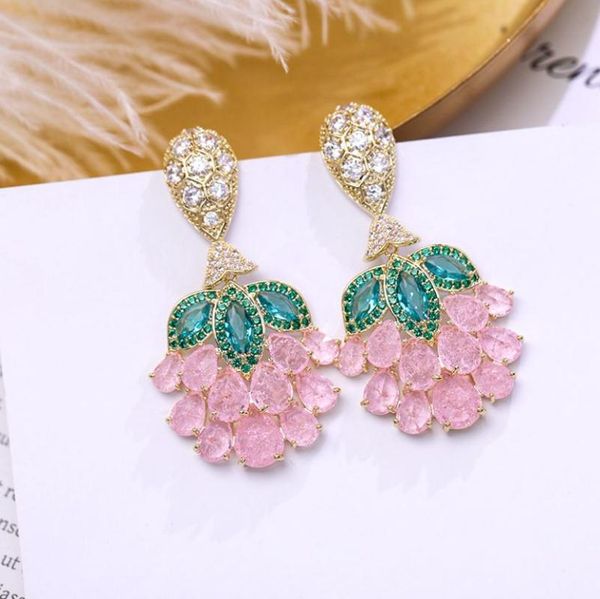 dangle & chandelier hand-made creative grape earrings with micro-inset zircon -cracked pink green leaves and exaggerated personality stud, Silver
dangle & chandelier hand-made creative grape earrings with micro-inset zircon -cracked pink green leaves and exaggerated personality stud, Silver