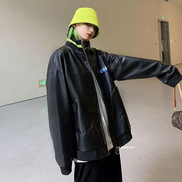 women's leather & faux 2021 heavy industry bf jacket pu bright black locomotive wind design sense hip hop show thin coat
women's leather & faux 2021 heavy industry bf jacket pu bright black locomotive wind design sense hip hop show thin coat