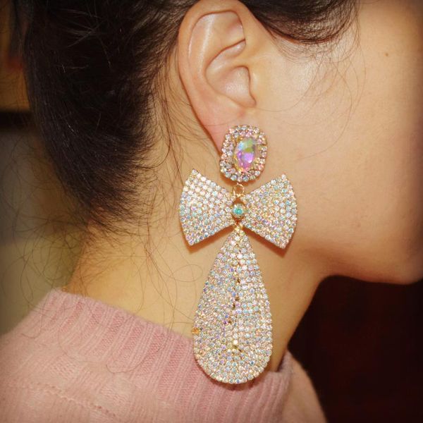 dangle & chandelier shiny ab color rhinestone bowknot big earrings for women jewelry fashion show ladys' statement accessories, Silver
dangle & chandelier shiny ab color rhinestone bowknot big earrings for women jewelry fashion show ladys' statement accessories, Silver