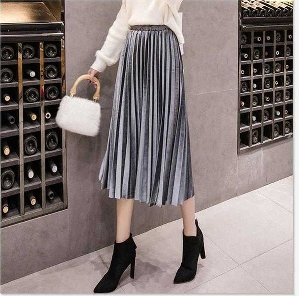 skirts autumn winter velvet skirt high waisted skinny large swing long pleated metallic plus size jffu, Black
skirts autumn winter velvet skirt high waisted skinny large swing long pleated metallic plus size jffu, Black