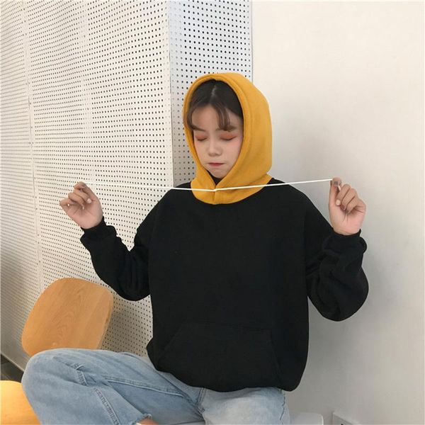 women's hoodies & sweatshirts trend sweatshirt two-color all-match female pullovers harajuku streetwear oversize women velvet loose lon, Black
women's hoodies & sweatshirts trend sweatshirt two-color all-match female pullovers harajuku streetwear oversize women velvet loose lon, Black