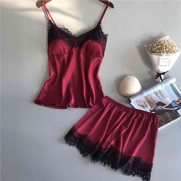 women pajamas sets sleepwear 2pcs satin lace sleeveless pijama summer shorts pyjamas lingerie nightwear homewear, Black;red
women pajamas sets sleepwear 2pcs satin lace sleeveless pijama summer shorts pyjamas lingerie nightwear homewear, Black;red