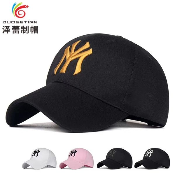 men's ins korean version my embroidered baseball spring and summer new couple duck tongue outdoor travel sunshade cap, Black;white