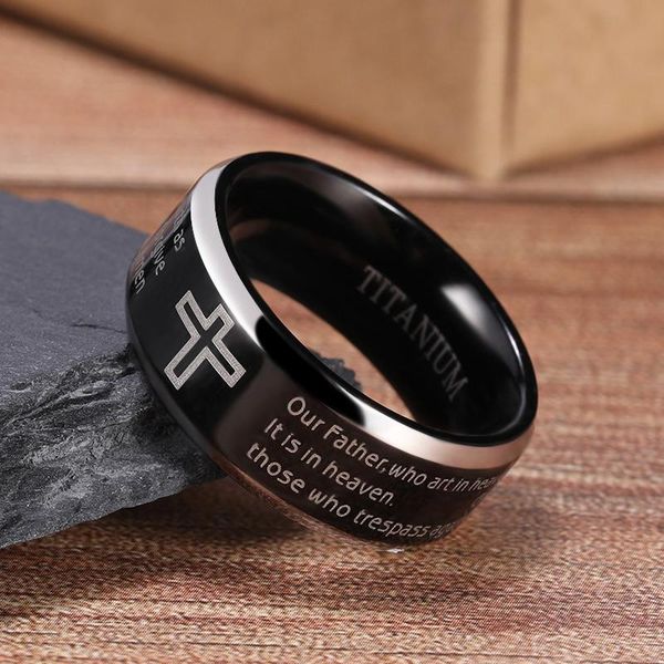 cluster rings eamti black ring for man woman titanium bible verse cross jesus 8mm wide english christian religious size5-15, Golden;silver
cluster rings eamti black ring for man woman titanium bible verse cross jesus 8mm wide english christian religious size5-15, Golden;silver