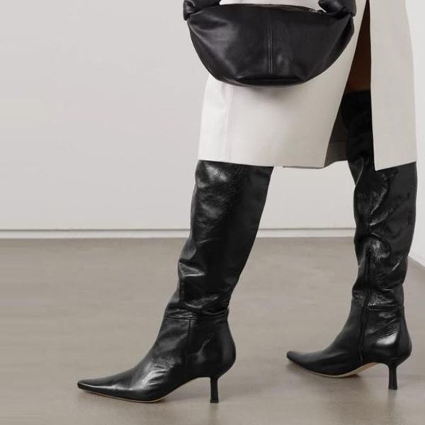 boots women shoes real leather knee high thin heels party club winter long female footwear size 35-40, Black
boots women shoes real leather knee high thin heels party club winter long female footwear size 35-40, Black