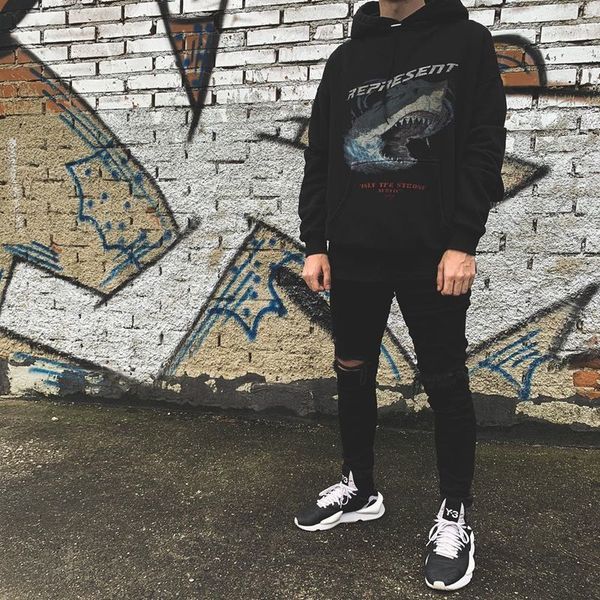 21ss hooded hoodie shark impression high-quality streetwear male female sweatpants kanye west hip represent pullover, Black
21ss hooded hoodie shark impression high-quality streetwear male female sweatpants kanye west hip represent pullover, Black