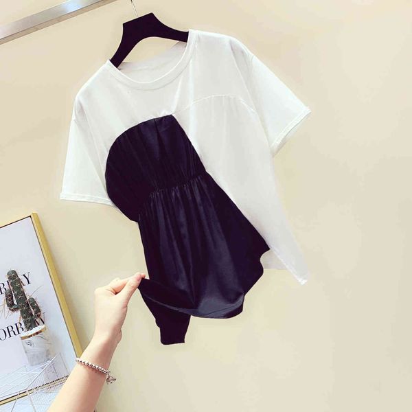 t shirt white and black tshirt for woman irregular joint contrast color slim waist short sleeve t-shirt women's summer tee
t shirt white and black tshirt for woman irregular joint contrast color slim waist short sleeve t-shirt women's summer tee