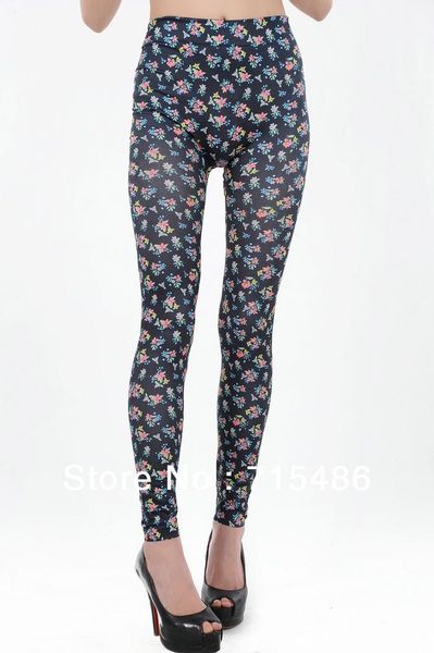 women's leggings drop elastic pants womens small flowers print floral fashion, Black
women's leggings drop elastic pants womens small flowers print floral fashion, Black
